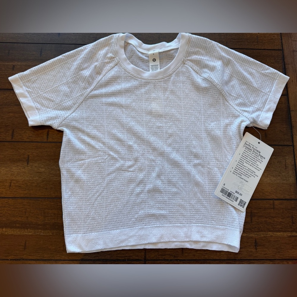 Lululemon Swiftly Pointelle Cropped Short Sleeve White | NWT | Size 6 - Picture 6 of 8